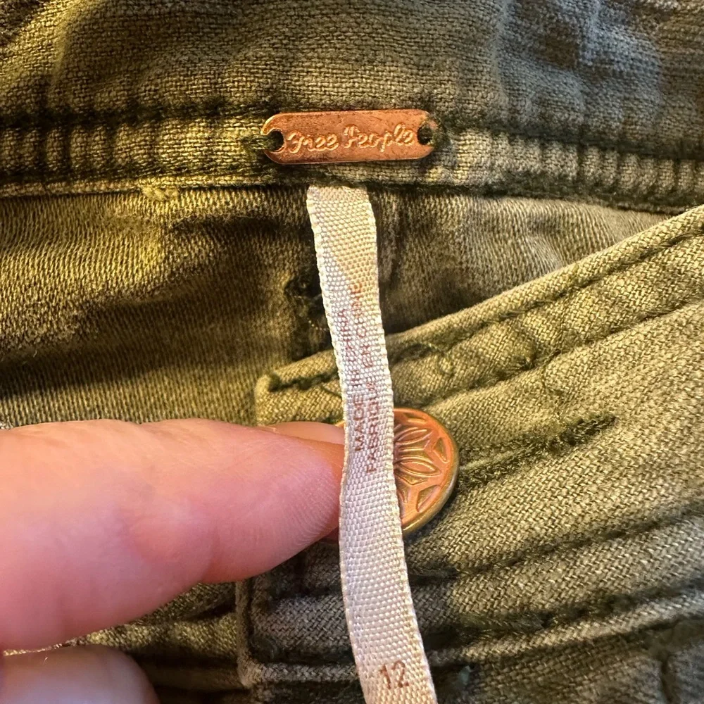 Free People Olive Cargo Shorts with Lace Detail - Picture 5 of 6
